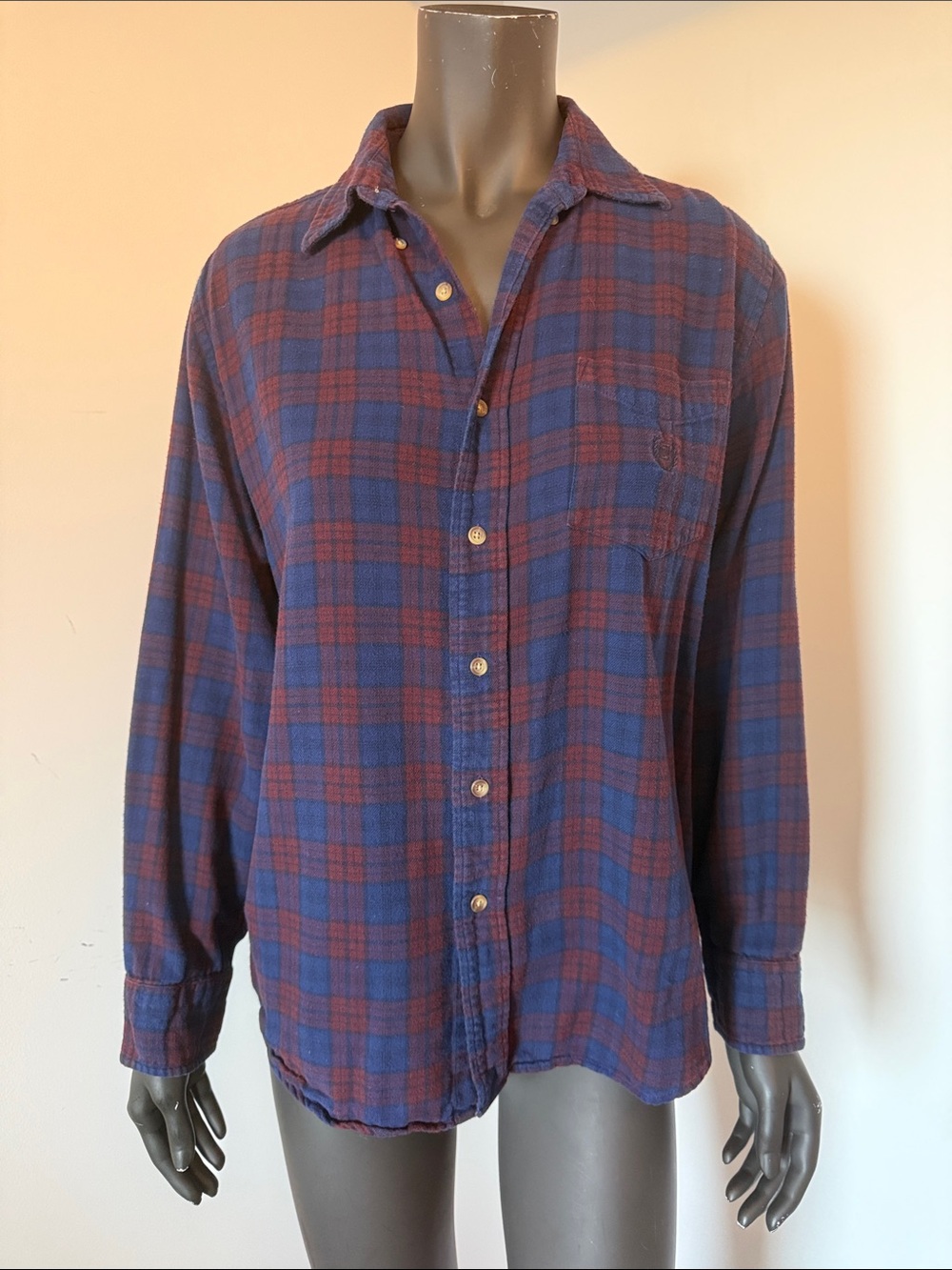 Chaps 100% Cotton Plaid Flannel Button Down Shirt Medium